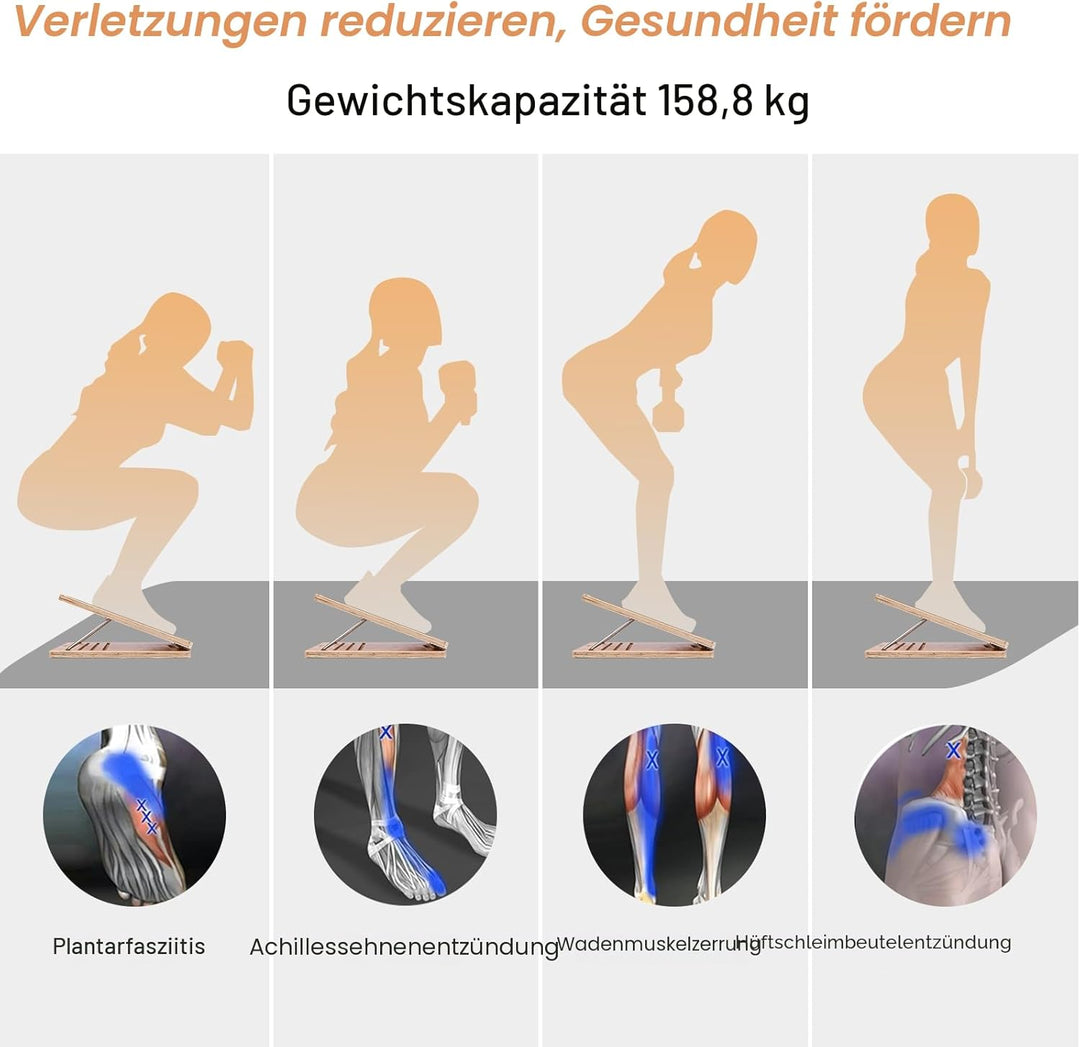 StrongTek Portable Wooden Slant Board mit einstellbarem Schrägbrett und Wadenstrecke, Professionelle