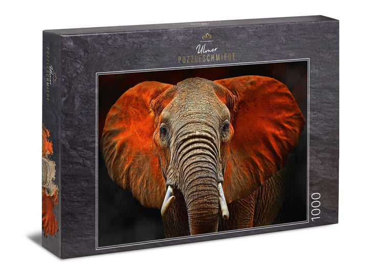 Ulmer Puzzleschmiede - Puzzle „Tsavo-Elefant“ - Stilvolles 1000 Teile Wildlife-Puzzle – Tierportrait