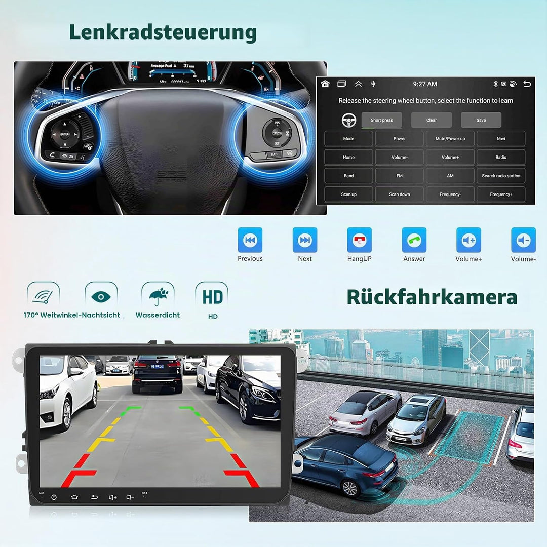 8 Core 6G+128G DSP Hikity Android 15 Autoradio für VW Golf 5 6 Passat Tiguan Polo Caddy Seat, 9-Zoll