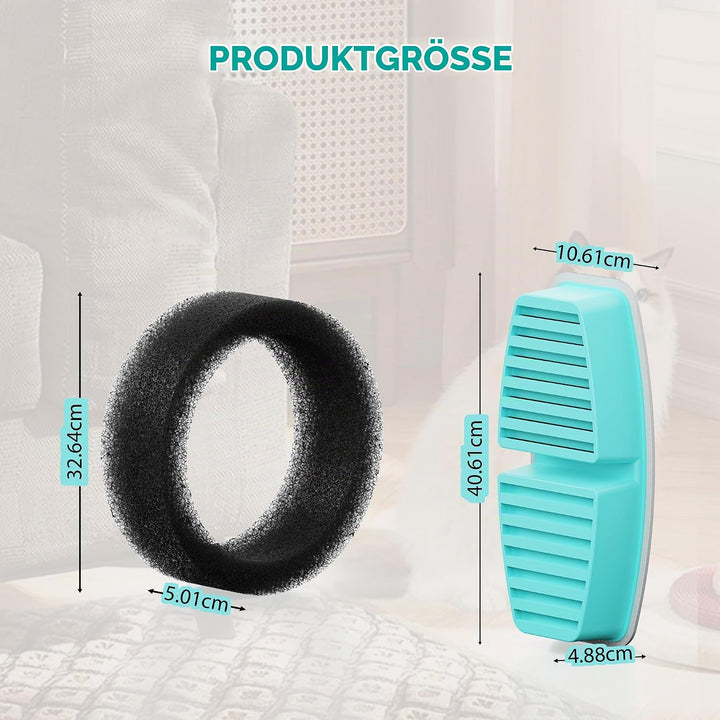 BEMOONY Katzenbrunnen-Filter, 12 Kohlefilter + 12 Schwämme, Multi-Filtration, für 3.2L Trinkbrunnen