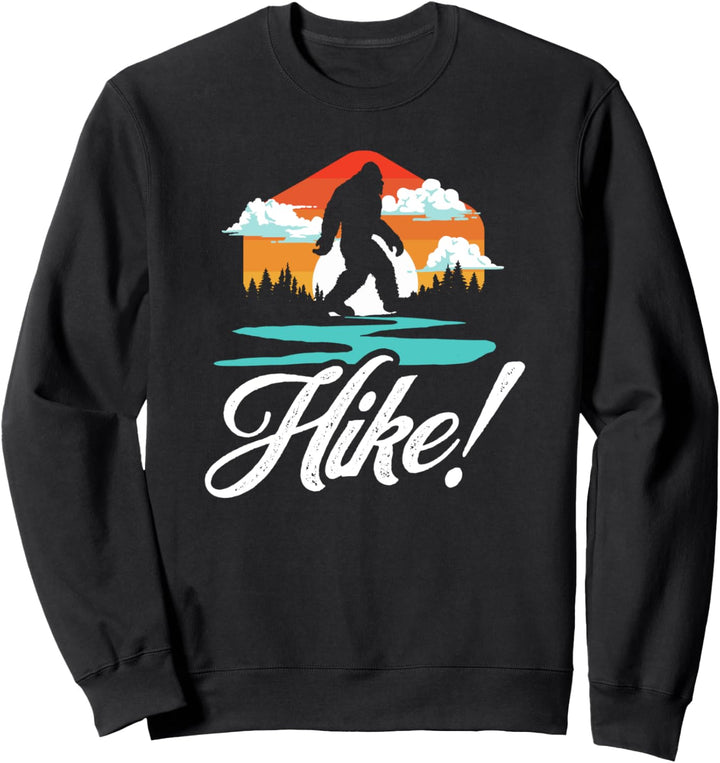 Hike! Vintage Bigfoot Outdoor Hiking Nature Retro Graphic Sweatshirt
