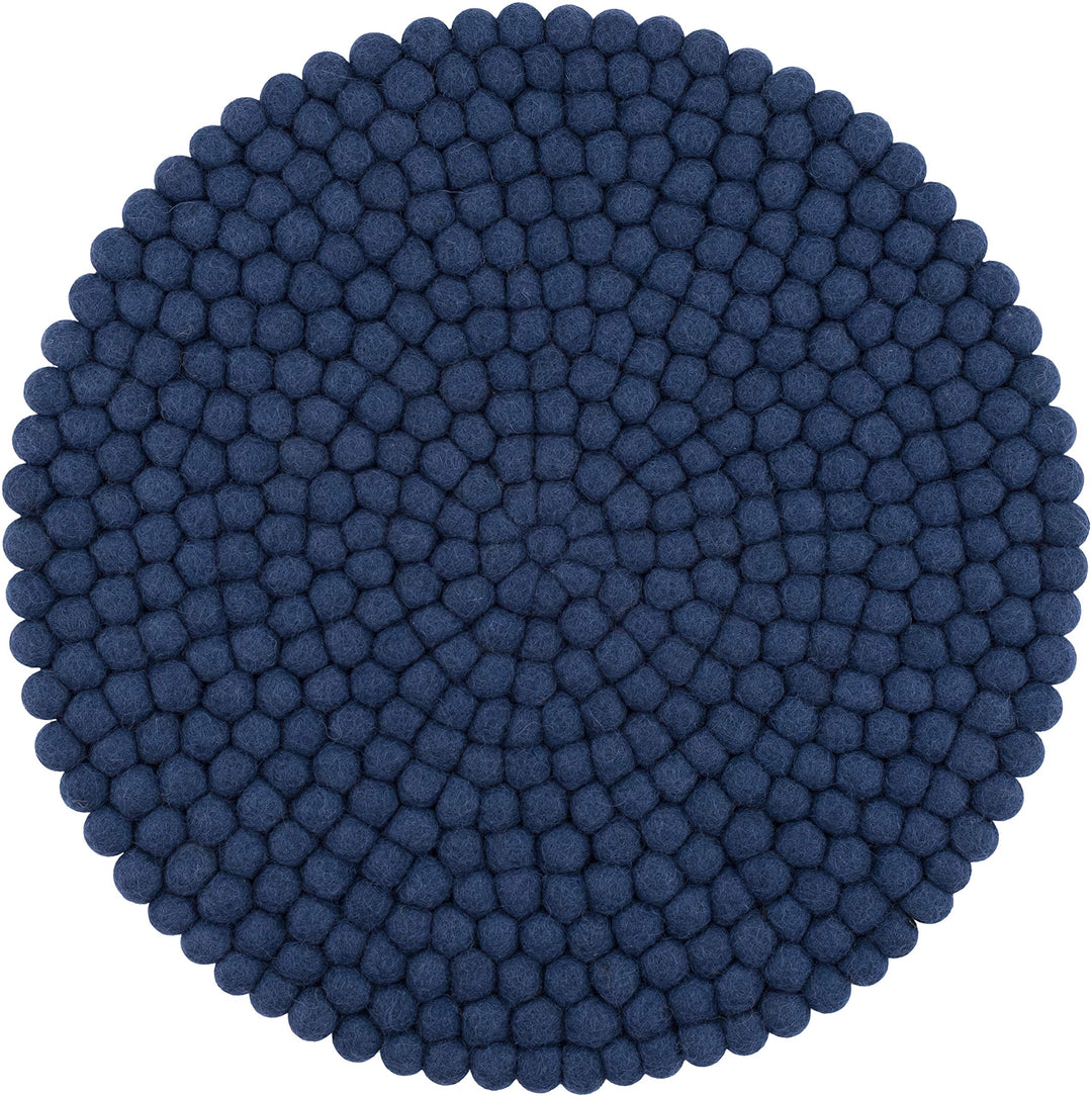 myfelt Filzkugel Sitzauflage Stuhlauflage - Alva - rund, Ø 36 cm, Dunkelblau, Dunkelblau
