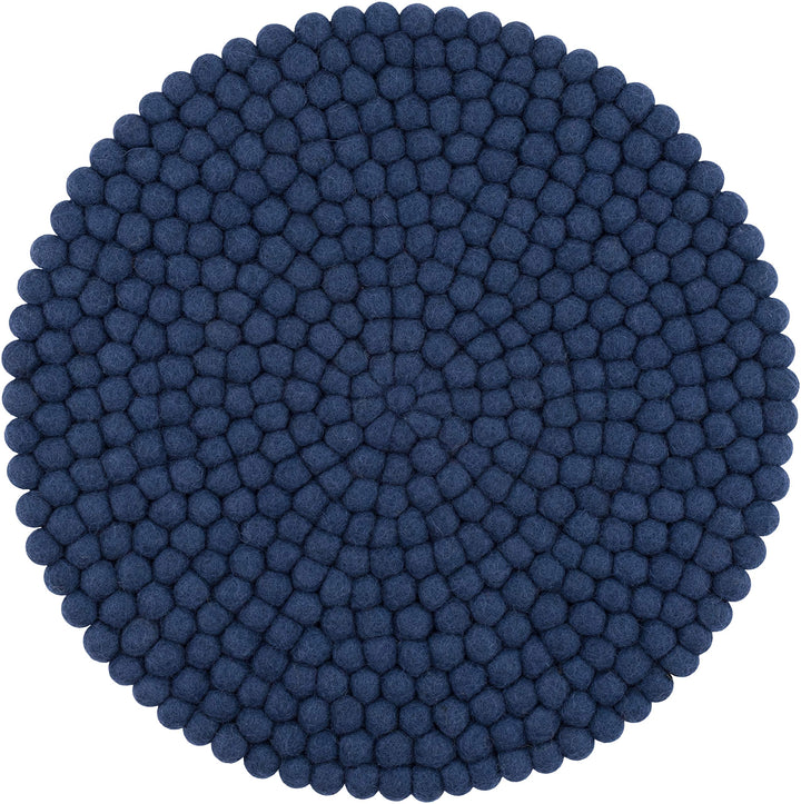 myfelt Filzkugel Sitzauflage Stuhlauflage - Alva - rund, Ø 36 cm, Dunkelblau, Dunkelblau