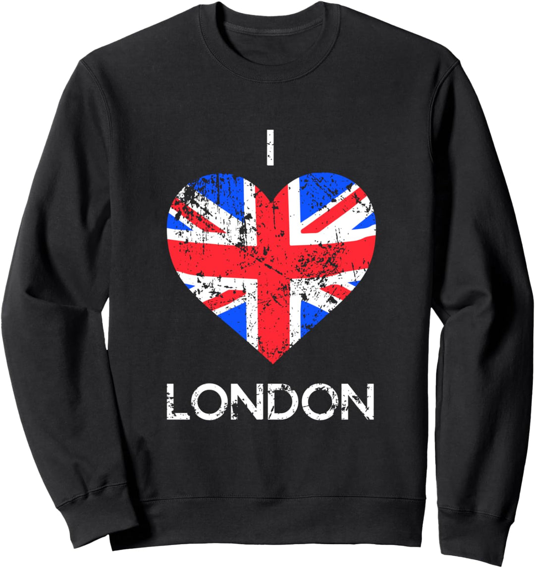 I Love London T-Shirt im Used-Look mit Union Jack Herz Sweatshirt