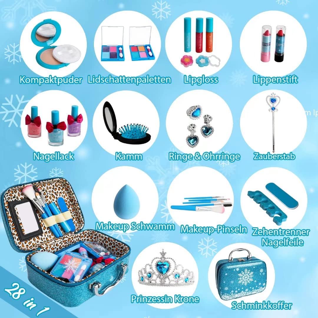 Kinderschminke Set Mädchen, Waschbar Make up Set mit Schminkkoffer Kinder Rollenspiel Schminke Mädch