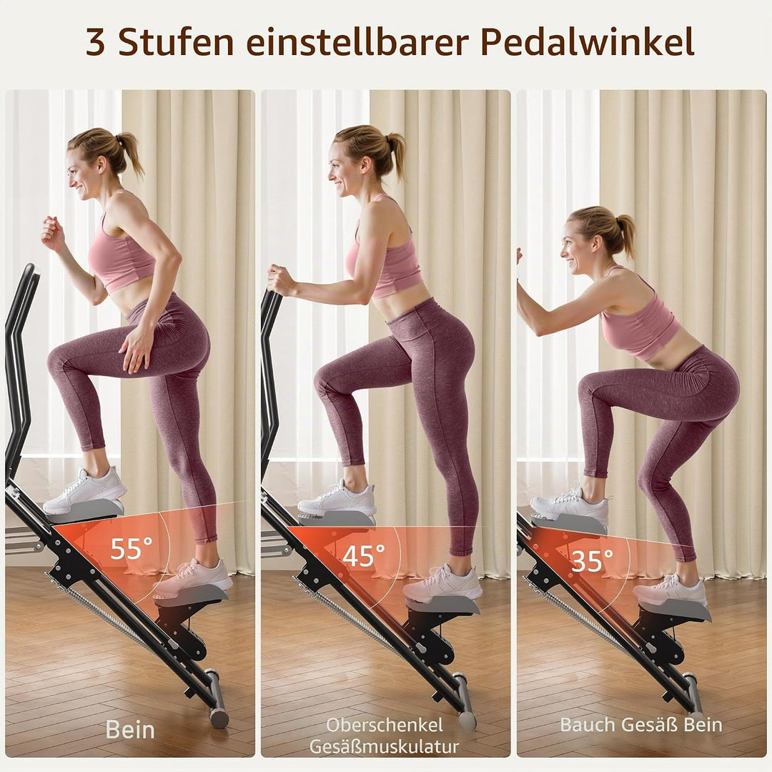 MOMODA Treppenstepper Klettertrainer mit Reistance für Zuhause Cardi Übung faltbar grau Weiss/opulen