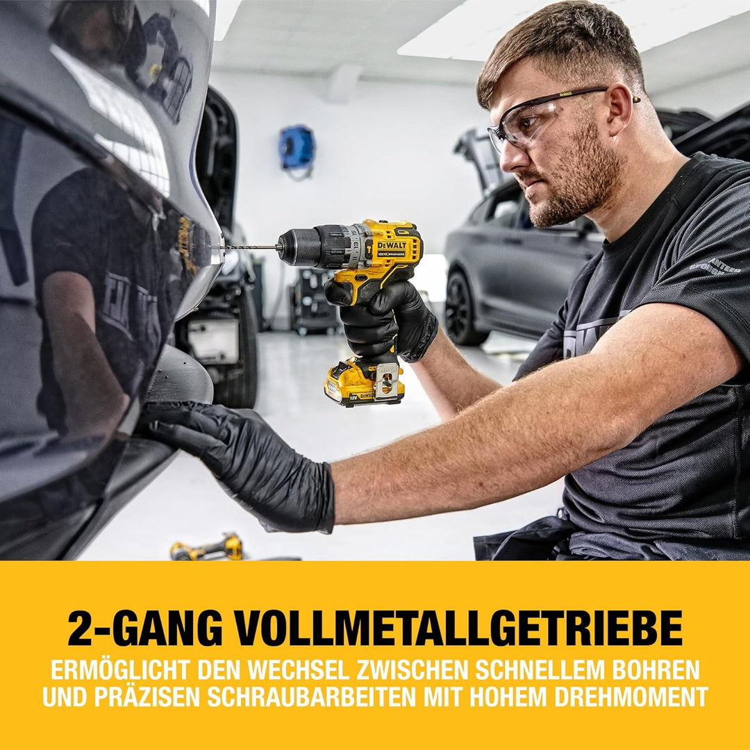 DEWALT 12V 2-Gang Akku-Schlagbohrschrauber DCD706D2 (2.0Ah, bürstenlos, mit Vollmetallgetriebe & 15-