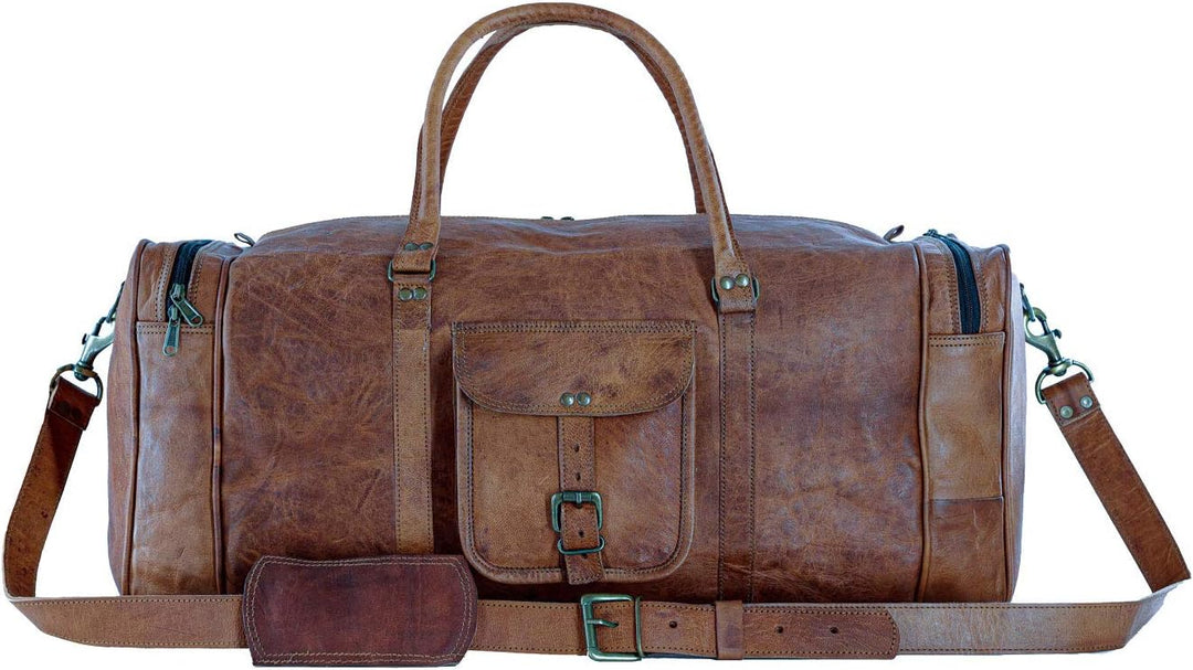 KPL 21-Zoll-Vintage-Leder-Duffel-Reise-Gym-Sport-Übernachtungs-Wochenend-Duffle-Taschen für Männer u