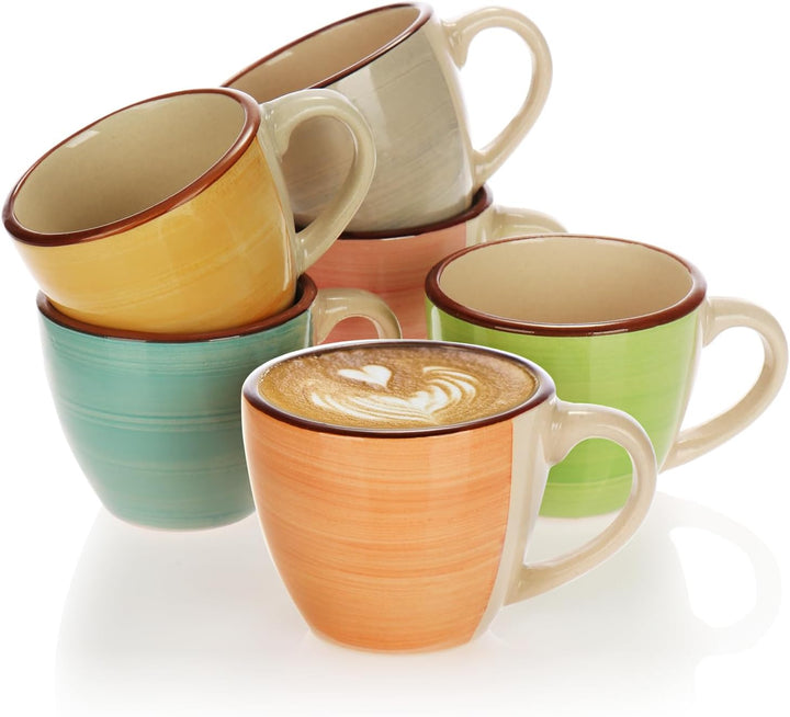 com-four® 12x Espressotassen aus Keramik bis 125 ml - bunte Mokkatassen - handgefertigte kleine Kaff