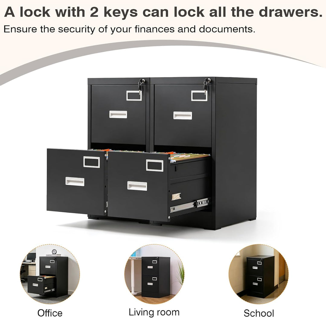 Aktenschrank, A4 Rollcontainer Aktenschrank mit 2 abschliessbare Schubladen
