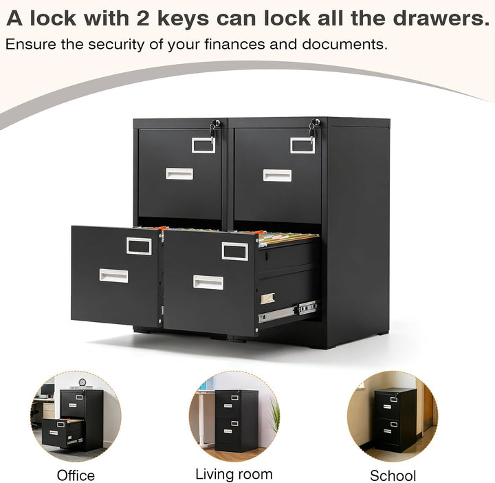 Aktenschrank, A4 Rollcontainer Aktenschrank mit 2 abschliessbare Schubladen