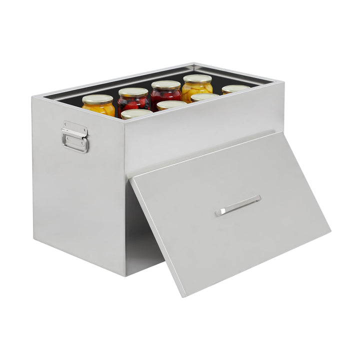 Wasserbad-Einkochtopf, 50L, Edelstahl 201, Einkochtopf für den Herd, Rechteckig, Silber, 52,1x29,2x3