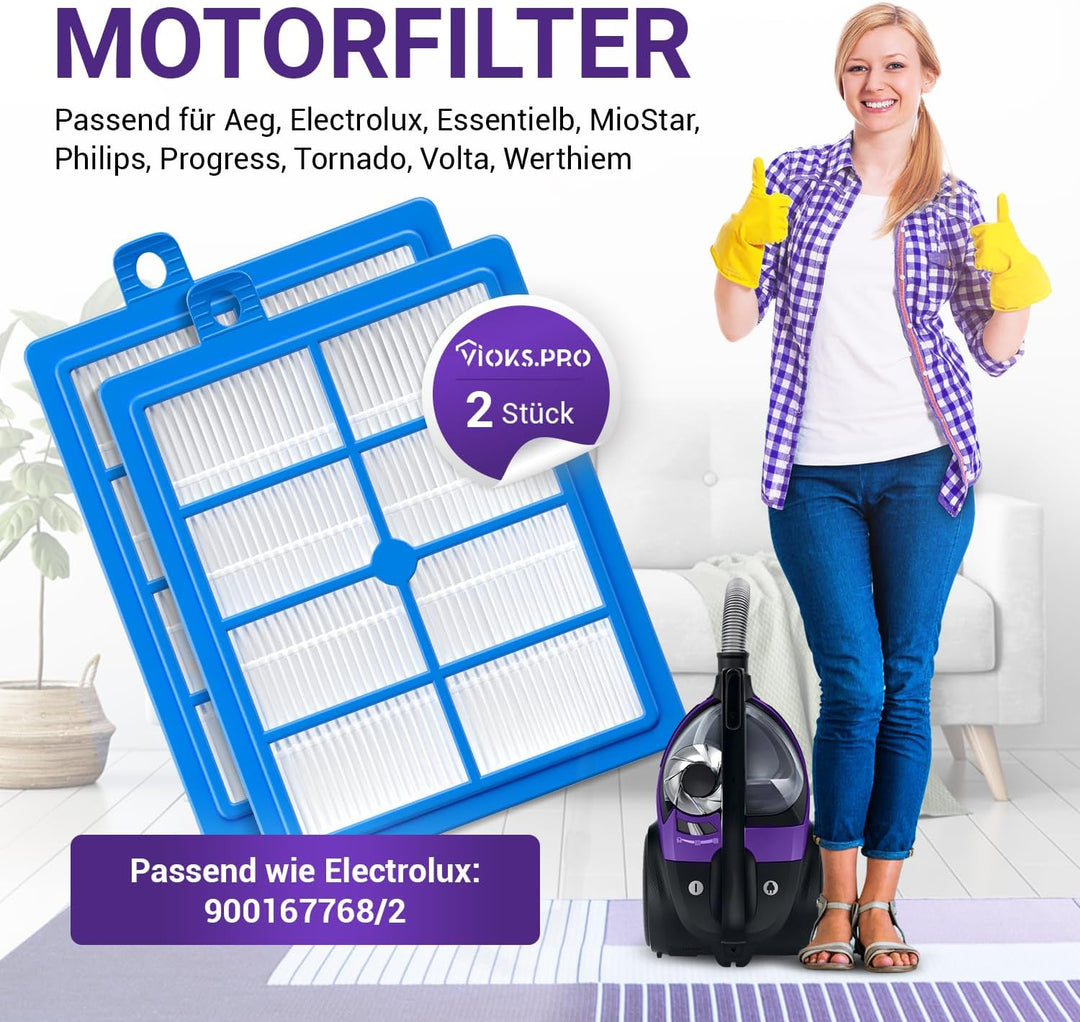 Viоks.pro 2x Filter für Staubsauger Ersatz für AEG Filter HEPA13 AFS1W AEF13W 900167768/2 & Philiрs
