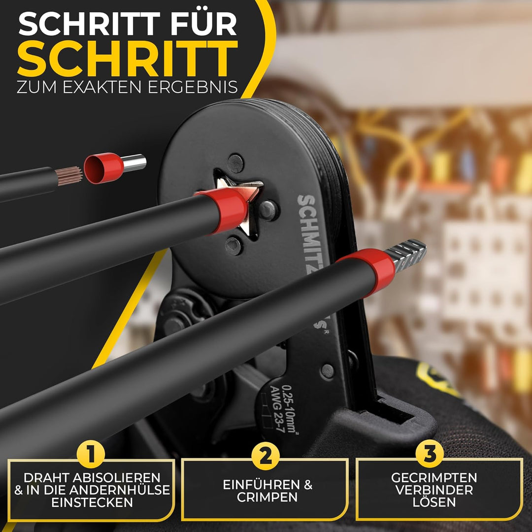 Crimpzangen Set von SCHMITZ.Tools® [1800 Teile] - Premium Aderendhülsen Zange [0,25– 10mm2] - Krimpz