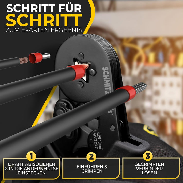 Crimpzangen Set von SCHMITZ.Tools® [1800 Teile] - Premium Aderendhülsen Zange [0,25– 10mm2] - Krimpz