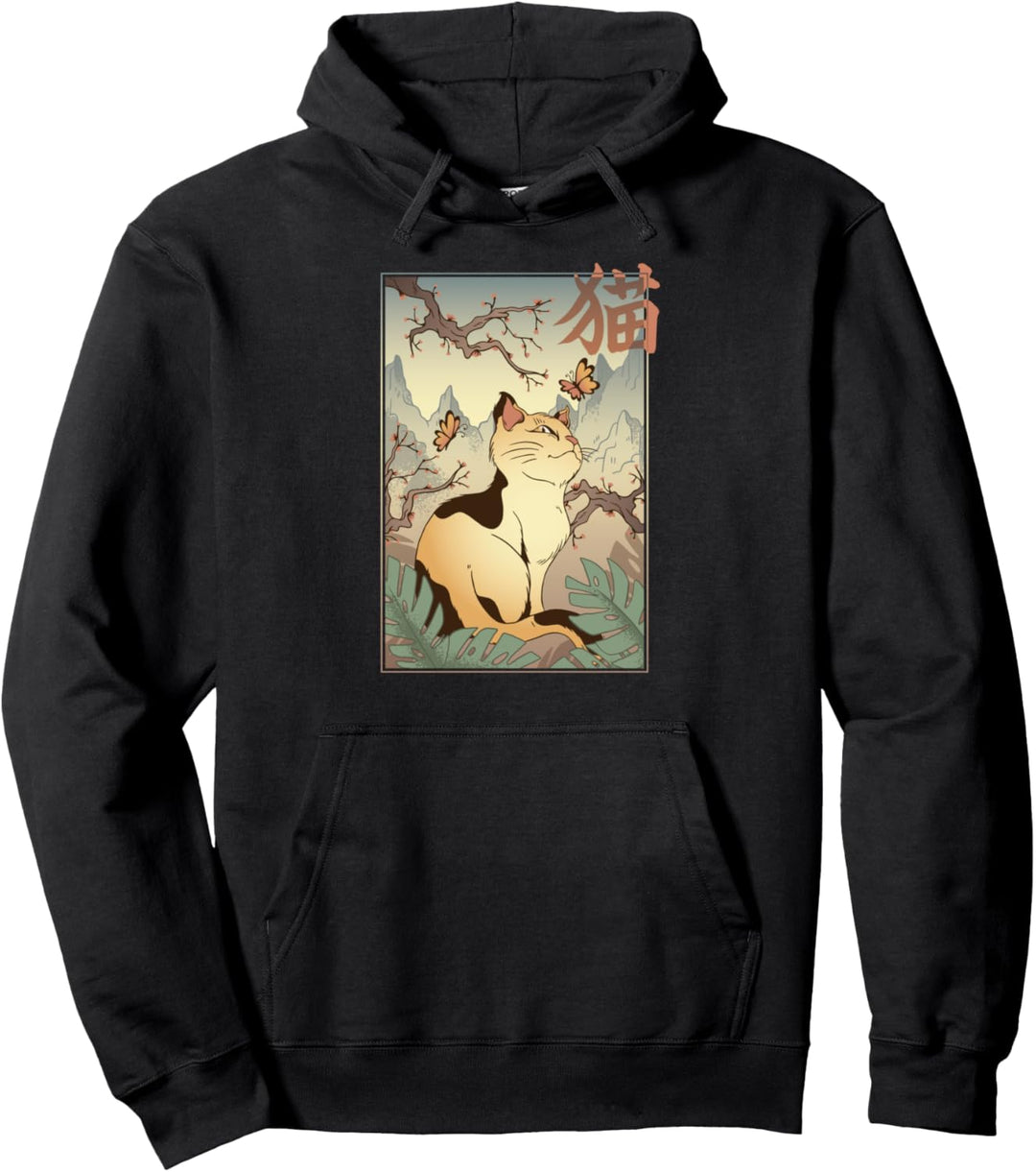 Japanische Katze als Anime Manga Kunst - Asien, Japan Pullover Hoodie