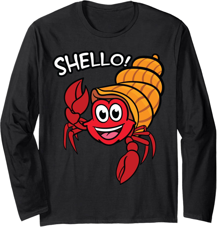 Shello Einsiedlerkrebs Muschel Hallo Pun Tier Schalentier Langarmshirt