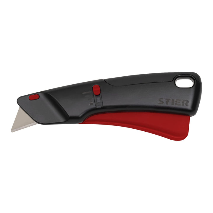 STIER Sicherheits-Cuttermesser Premium mit 10 Ersatz-Klingen, automatischem Klingeneinzug