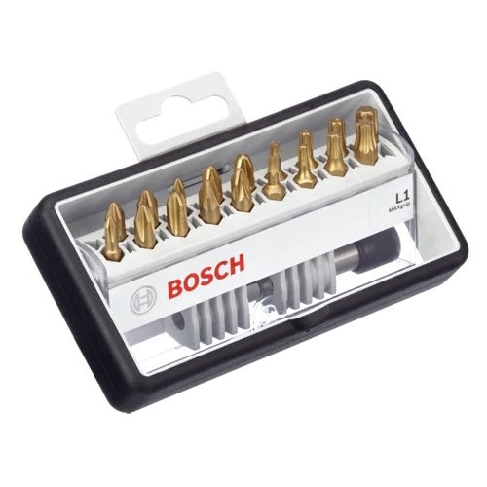 Bosch Professional 18+1tlg Schrauberbit-Set Max Grip für Phillips-Kreuzschlitz, Pozidriv-Kreuzschlif