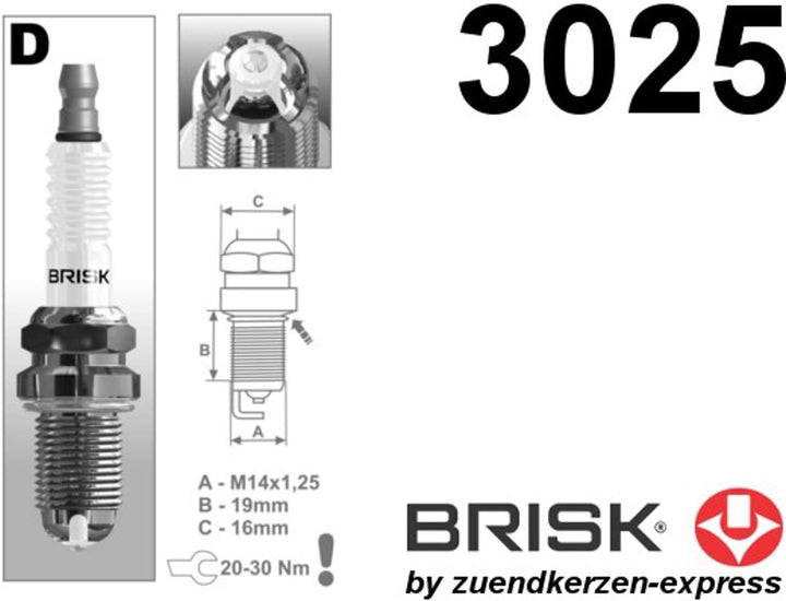 Brisk Premium Racing DOR14LGS 3025 Zündkerzen, 4 Stück, 4 Stück