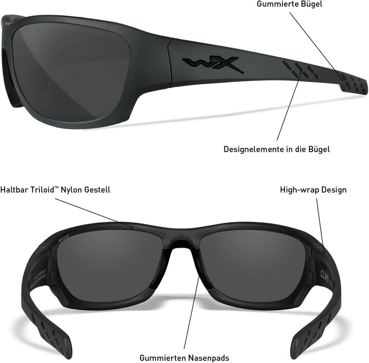 Wiley X │ WX Climb | Sonnenbrille Herren | Sonnenbrille Herren Polarisiert │ 100% UVA/UVB-Schutz | I