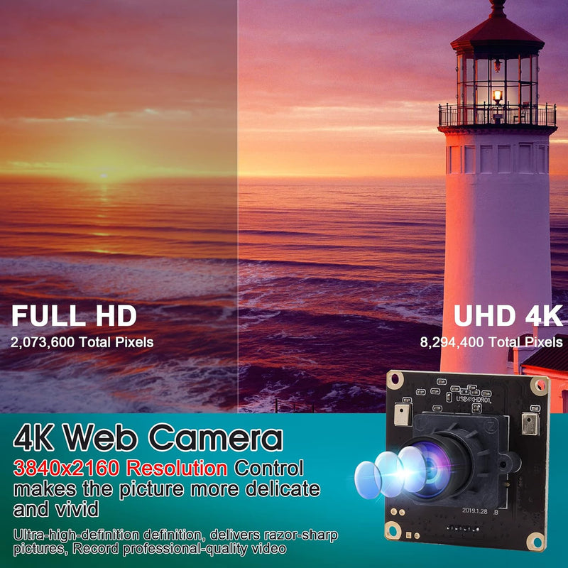 ELP 4K Ultra HD Webcam Unterstützung 3840x2160@30fps mit No-Distortion Objektiv, IMX317 Sensor PC We