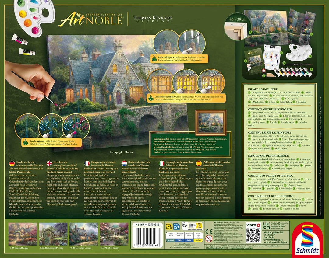 Lamplight Manor: My Artnoble® Thomas Kinkade | Premium-Malset mit vorgedruckter Leinwand und Acrylfa