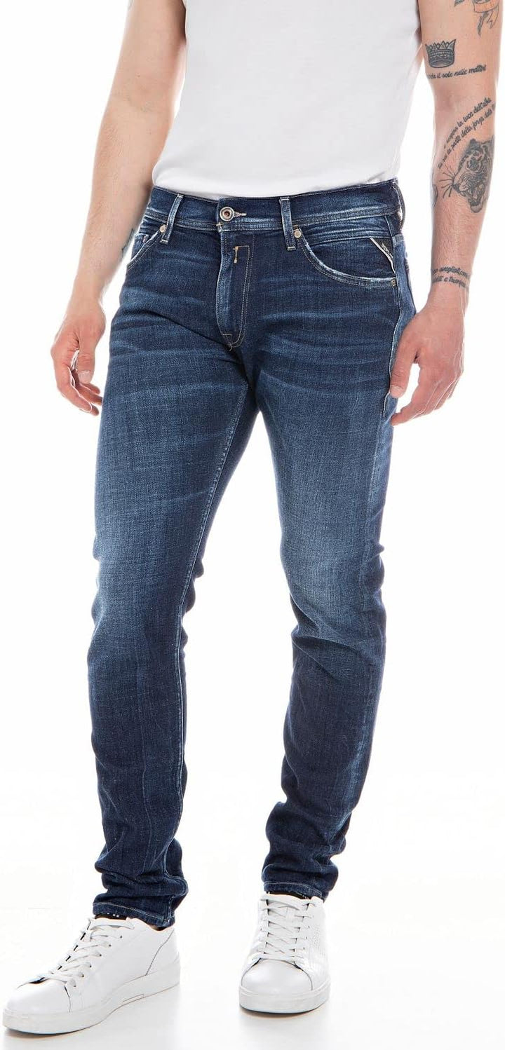 Replay Herren Jeans Jondrill Skinny-Fit Aged 40W / 34L Dark Blue 007-1, 40W / 34L Dark Blue 007-1