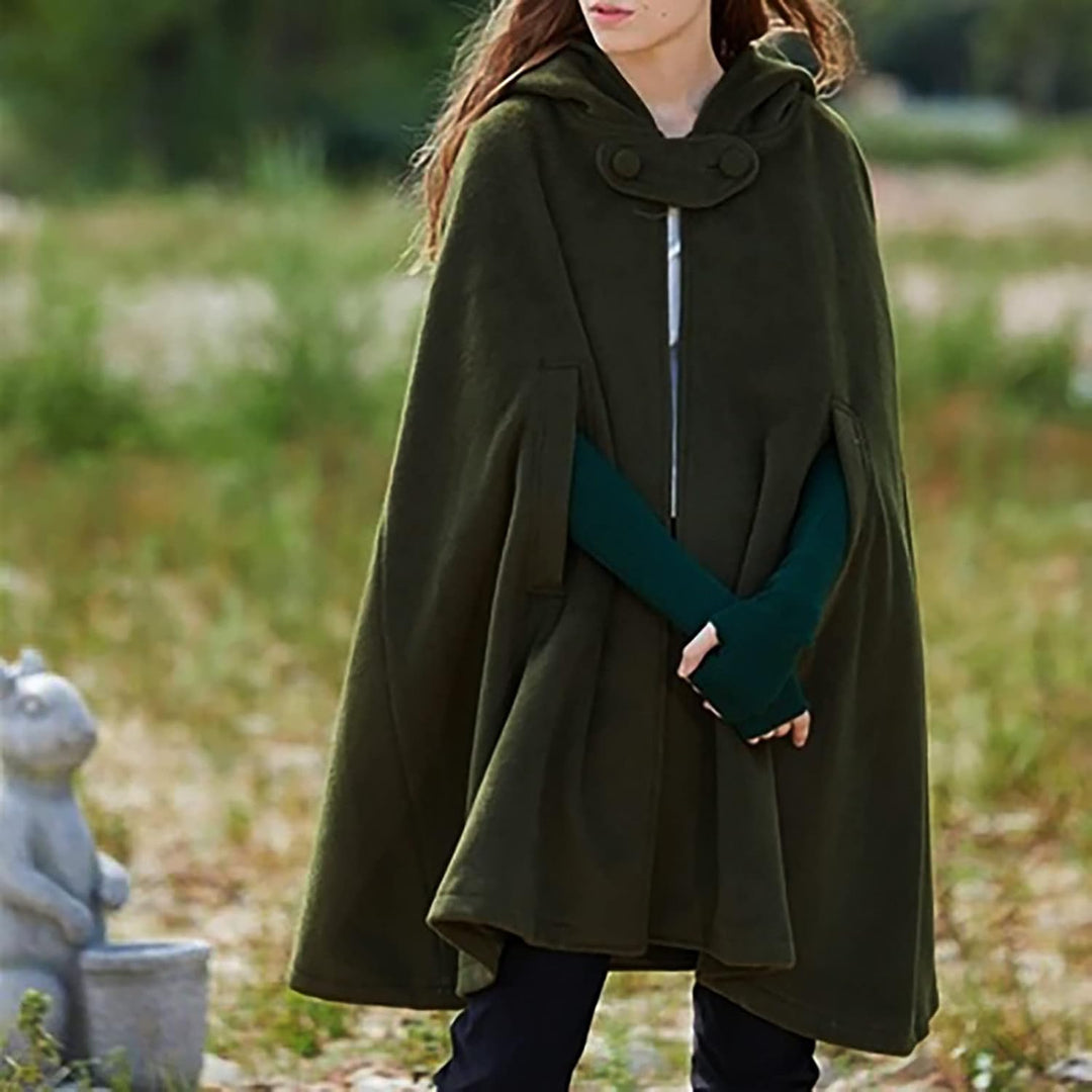 Lange Umhang mit Kapuze DamenVintage Einfarbig Poncho RobeHalloween KostümLeichte TrenchcoatWinddich