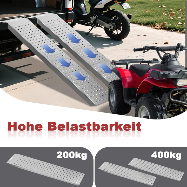 Herrselsam 135cm 2X Auffahrrampe Verladerampe aus verzinktem Stahl, rutschfest, max. 400kg, Rampen f
