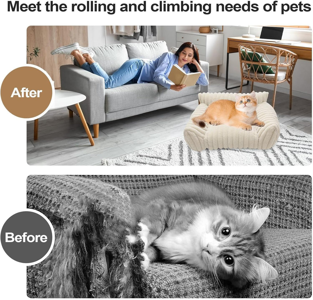 Katzen-Sofabett – rutschfeste -Couch | kaufestes Katzen- und Hundesofabett für Terrasse, Schlafzimme