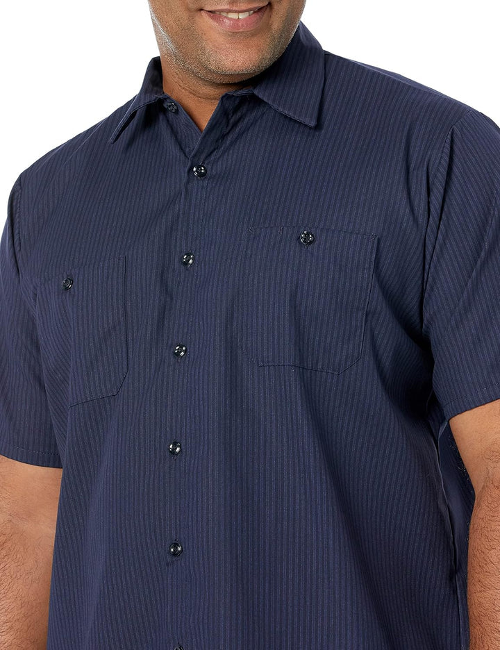 Red Kap Herren Men's Durastripe Performance Tech Work Shirt, Short Sleeve Button-Down-Arbeitshemd S
