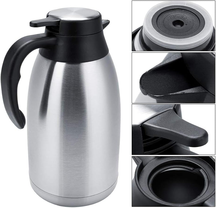 Edelstahl-Wassertopf, vakuumisolierter Wassertopf Edelstahl-Thermoskanne Kaffee-Tee-Wassertopf(2L)