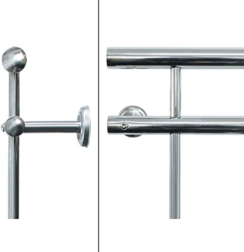 ECD Germany Französischer Balkon 184 x 90 cm | mit 14 Füllstäben | glänzend | aus Edelstahl | Balkon