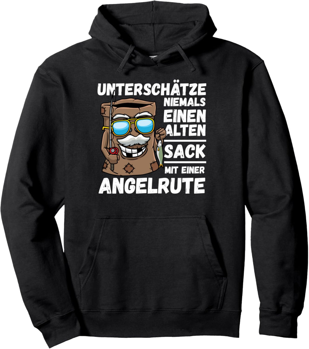Alter Sack mit einer Angelrute Angeln Angler Pullover Hoodie