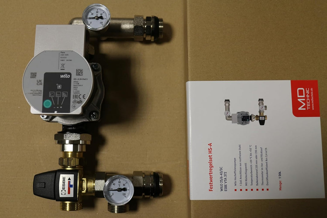 MD technic Pumpengruppe für Fussbodenheizung mit Wilo Yonos Pumpe und drei wege Mischer AFRISO Kvs 2