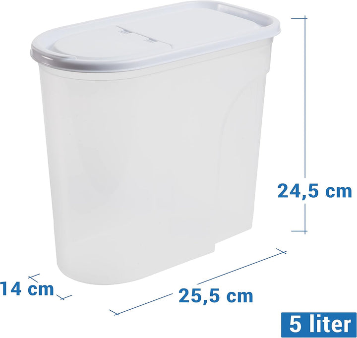 Centini Vorratsdose Müslibox Dose Transparent Deckel Farbig 5,0 Liter (Deckel Weiss)