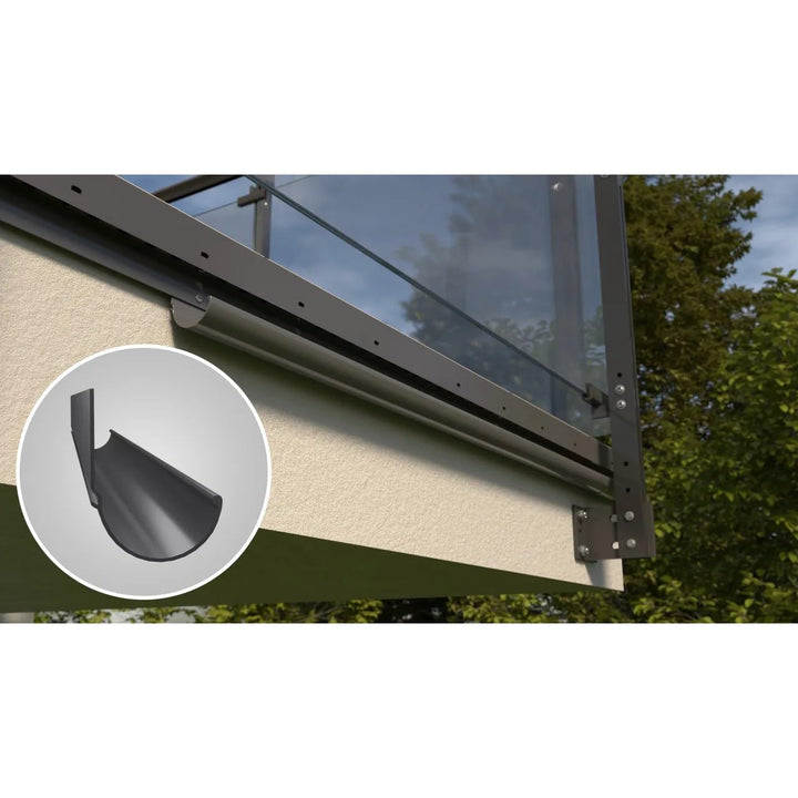 Renoplast R50 Dachrinne 200 cm Aluminium RAL 7024 Graphitgrau – Dachrinne Balkon Terrasse Entwässeru