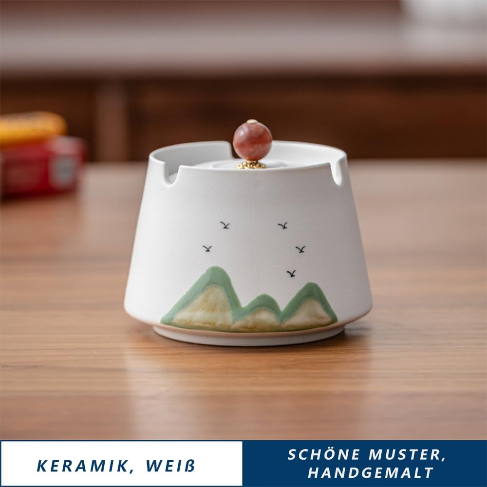 Keramikzylinder mit Abdeckung, Windschutz mit Abdeckung für Desktopdekoration, Desktop-Reinigungsbeh