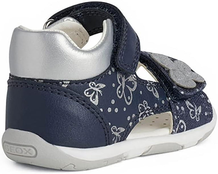 Geox Baby-Mädchen B Sandal Tapuz Girl Erste Schritte 21 EU Navy Silver, 21 EU Navy Silver