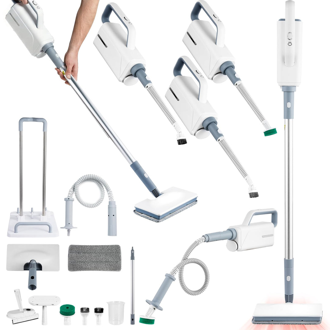 Dampfreiniger Upright 1500W Handgerät mit Abnehmbarem Reiniger, Multifunktionaler Dampfreiniger&Wisc