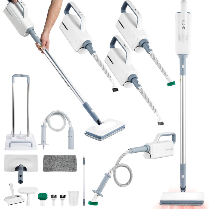 Dampfreiniger Upright 1500W Handgerät mit Abnehmbarem Reiniger, Multifunktionaler Dampfreiniger&Wisc