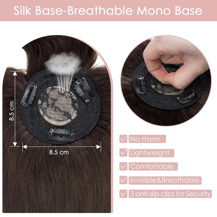 Silk-co Topper Extensions Haarteile Echthaar Clip in Extensions Echthaar Weich Natürlich Glatt Toupe