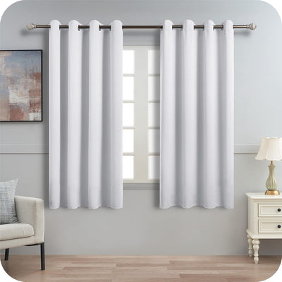 MRTREES Verdunklungsvorhänge Kurz 2er Set Schlaufenschal 145 x 140 cm Weiss-grau Elegante Wohnzimmer