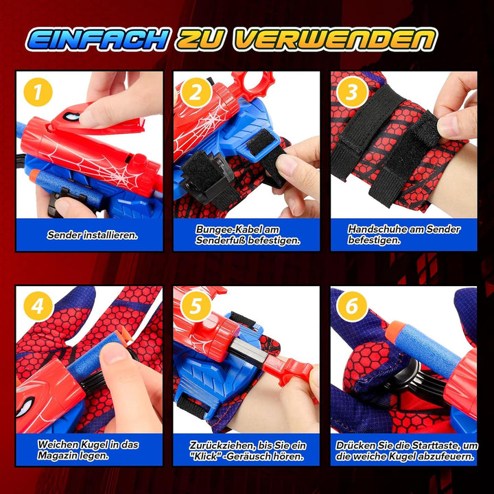 Braxel Spielzeug ab 4-12 Jahre Jungen, 2 Set Netzwerfer Launcher Handschuhe Kinder Geschenk Junge 5