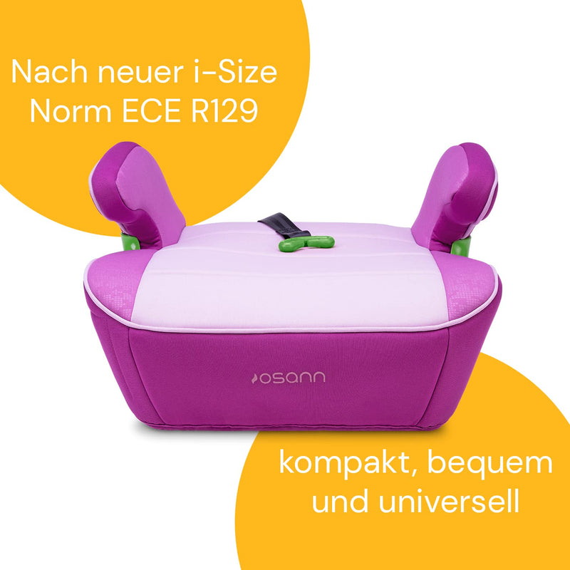 Osann Junior Isofix Gurtfix i-Size Sitzerhöhung mit Isofix Auto Kinder (126-150 cm) - Pixel Berry i-