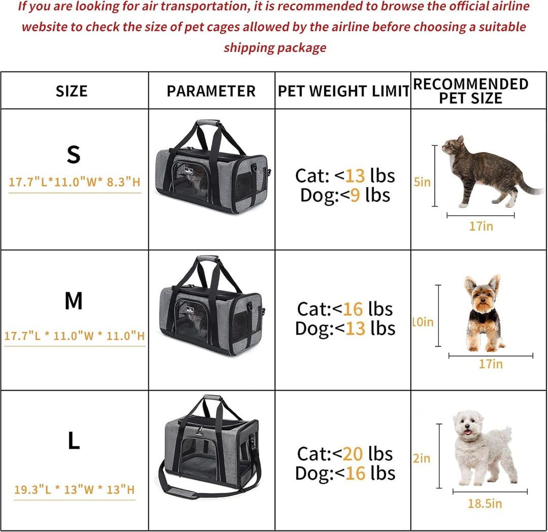 Wakytu TSA-zugelassene Haustier-Tragetasche für kleine, mittelgrosse Katzen und Hunde,Hundetragetasc