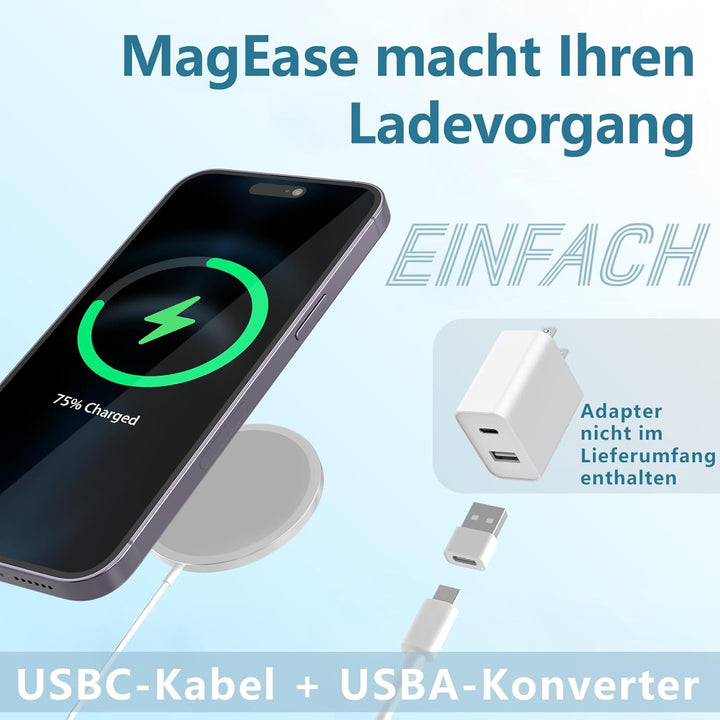 EXW für Mag-Safe Ladegerät, kabelloses Ladegerät, 15W Induktive Ladestation für iPhone 17/16/15/14/1