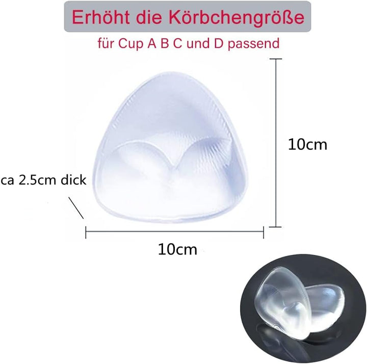 2X Silikon-Gel BH-Einlagen Brust vergrössern - Push-Up Silikoneinlagen Farblos, Farblos