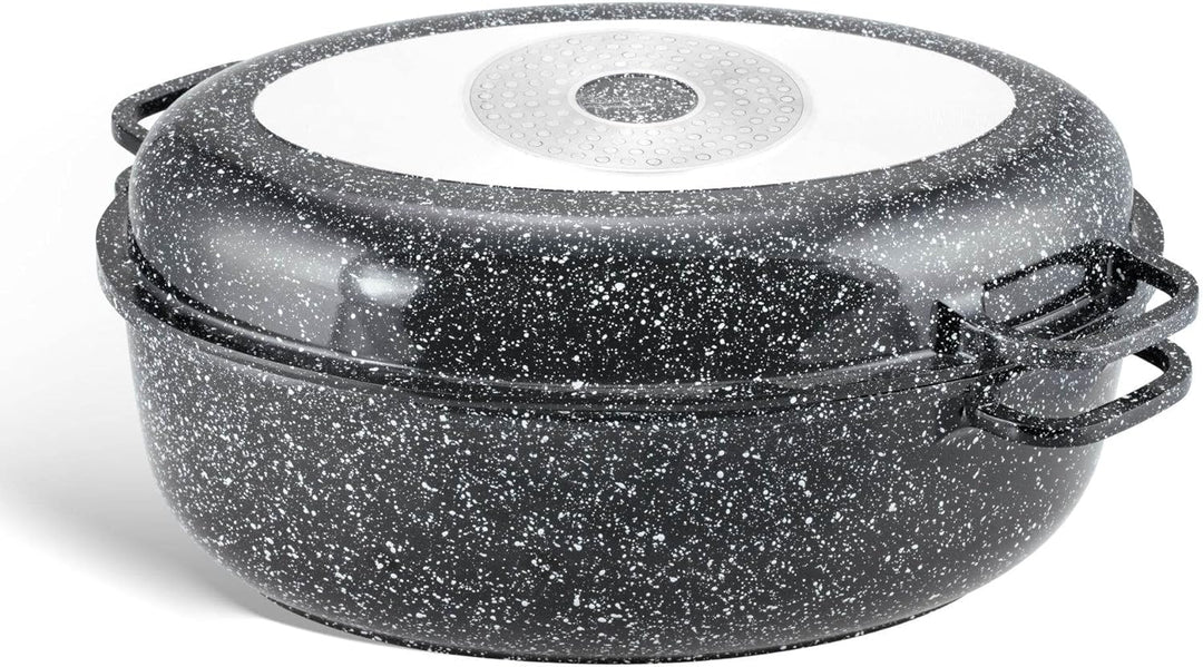 Aluguss Bräter, 8L Alugussbräter,Bratpfanne, zwei in eins, Gänsepfanne KB4036 SCHWARZ